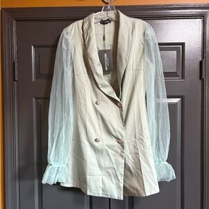 Women's Seafoam Jacket with Sheer Sleeves